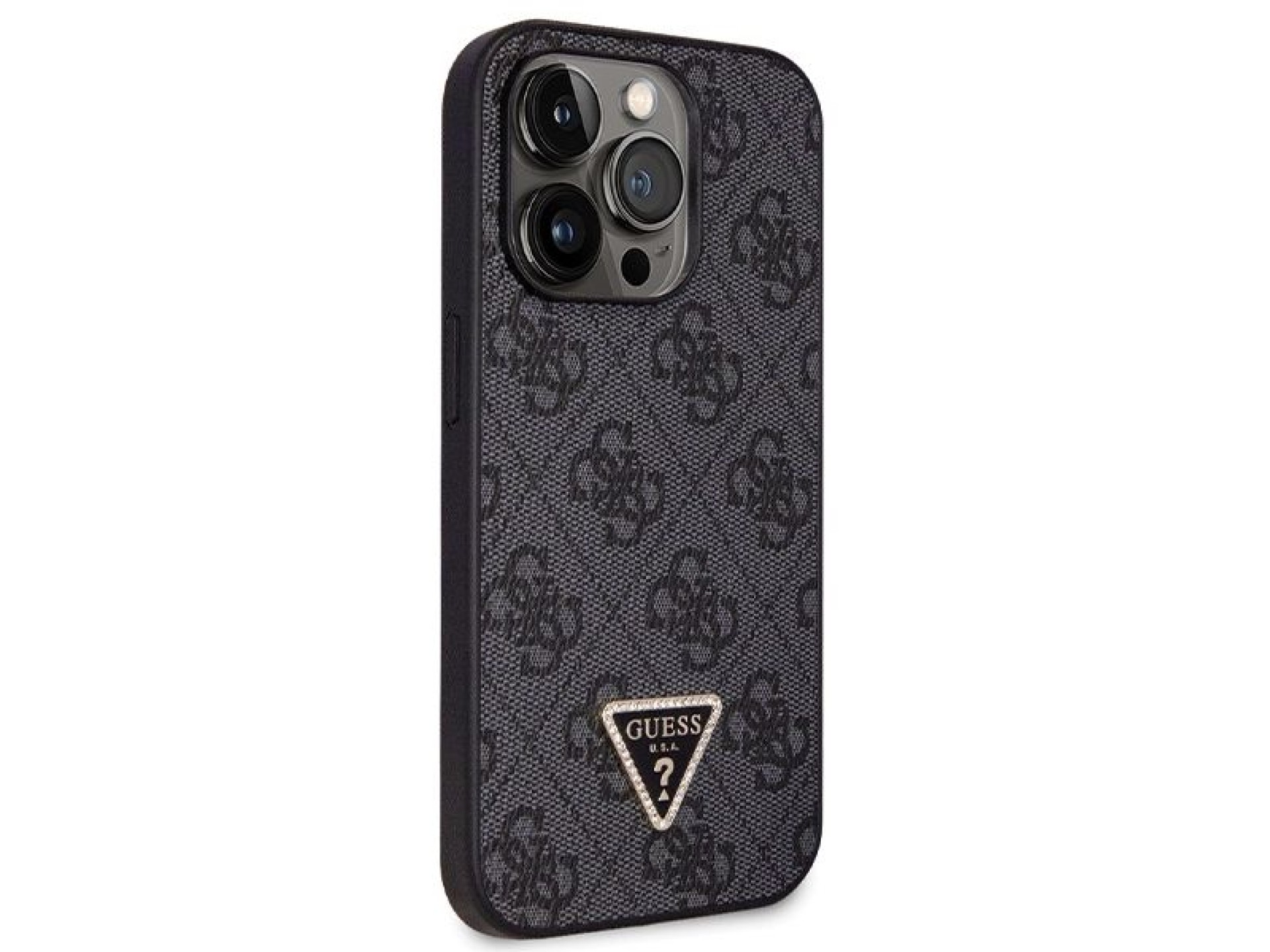 Guess GUHCP14LP4TDSCPK case for iPhone 14 Pro - black Crossbody 4G Metal Logo