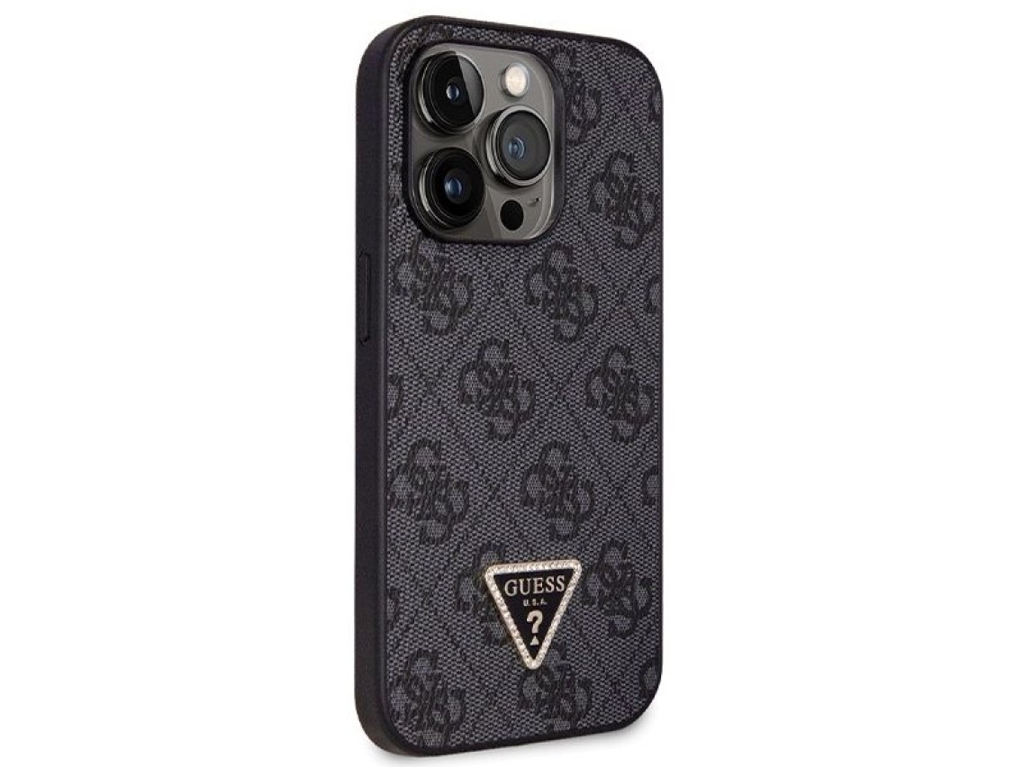 Guess GUHCP14LP4TDSCPK case for iPhone 14 Pro - black Crossbody 4G Metal Logo