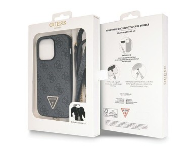 Funda Guess GUHCP14LP4TDSCPK para iPhone 14 Pro - Negra, tipo bandolera, 4G, con logo metálico Funda Guess GUHCP14LP4TDSCPK para iPhone 14 Pro - Negra, tipo bandolera, 4G, con logo metálico