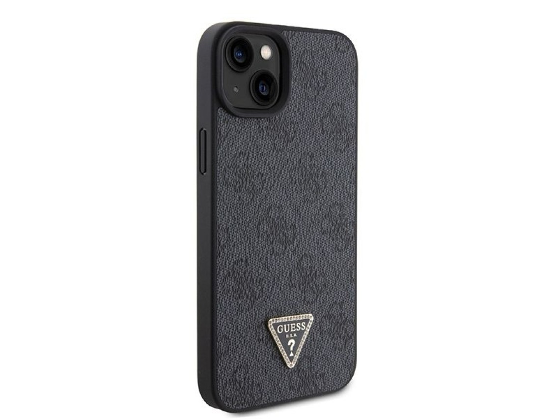 Capa transversal rígida preta/preta Guess GUHCP15SP4TDSCPK para iPhone 15 de 6,1 polegadas com logo