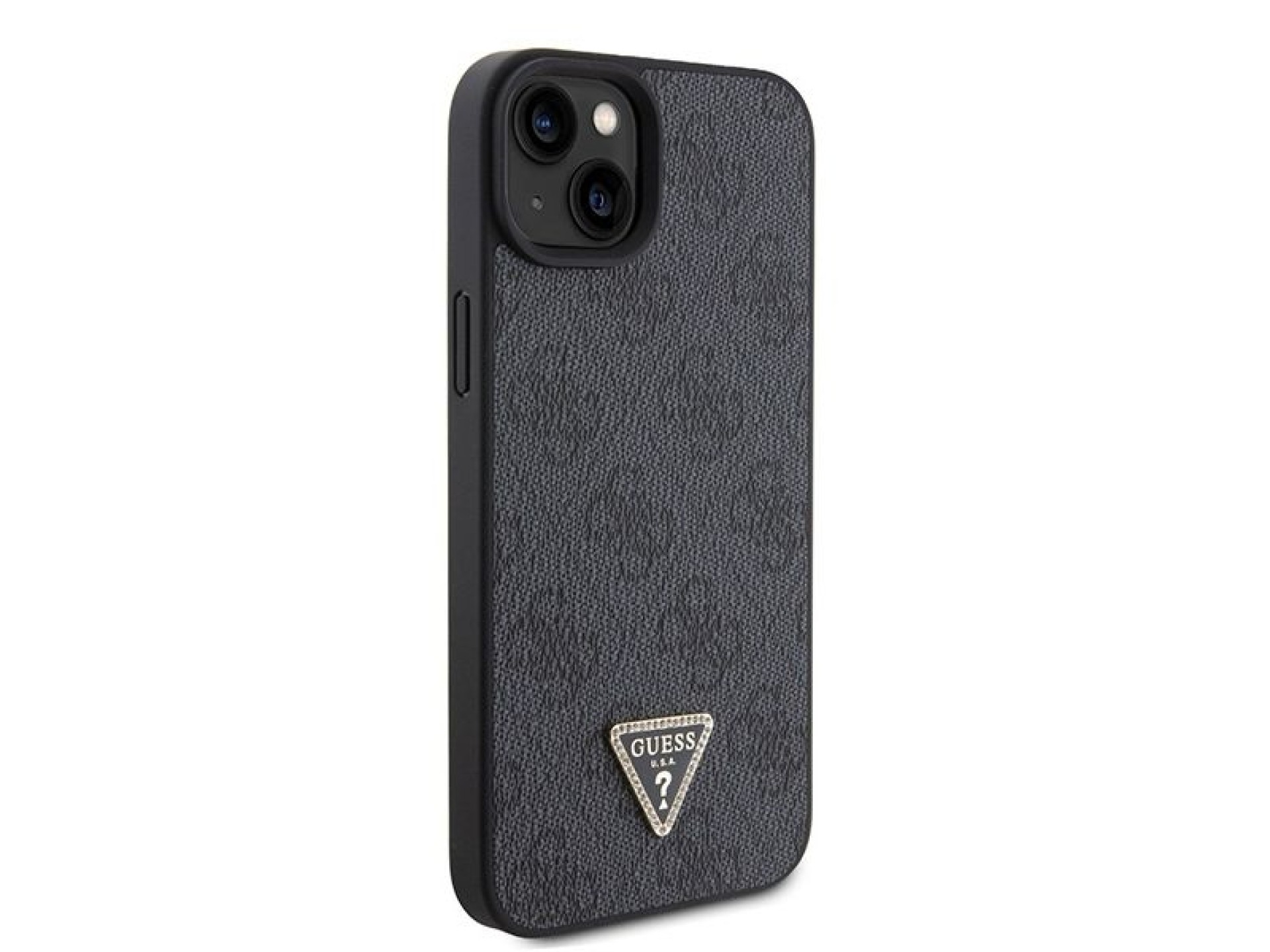 Capa transversal rígida preta/preta Guess GUHCP15SP4TDSCPK para iPhone 15 de 6,1 polegadas com logo