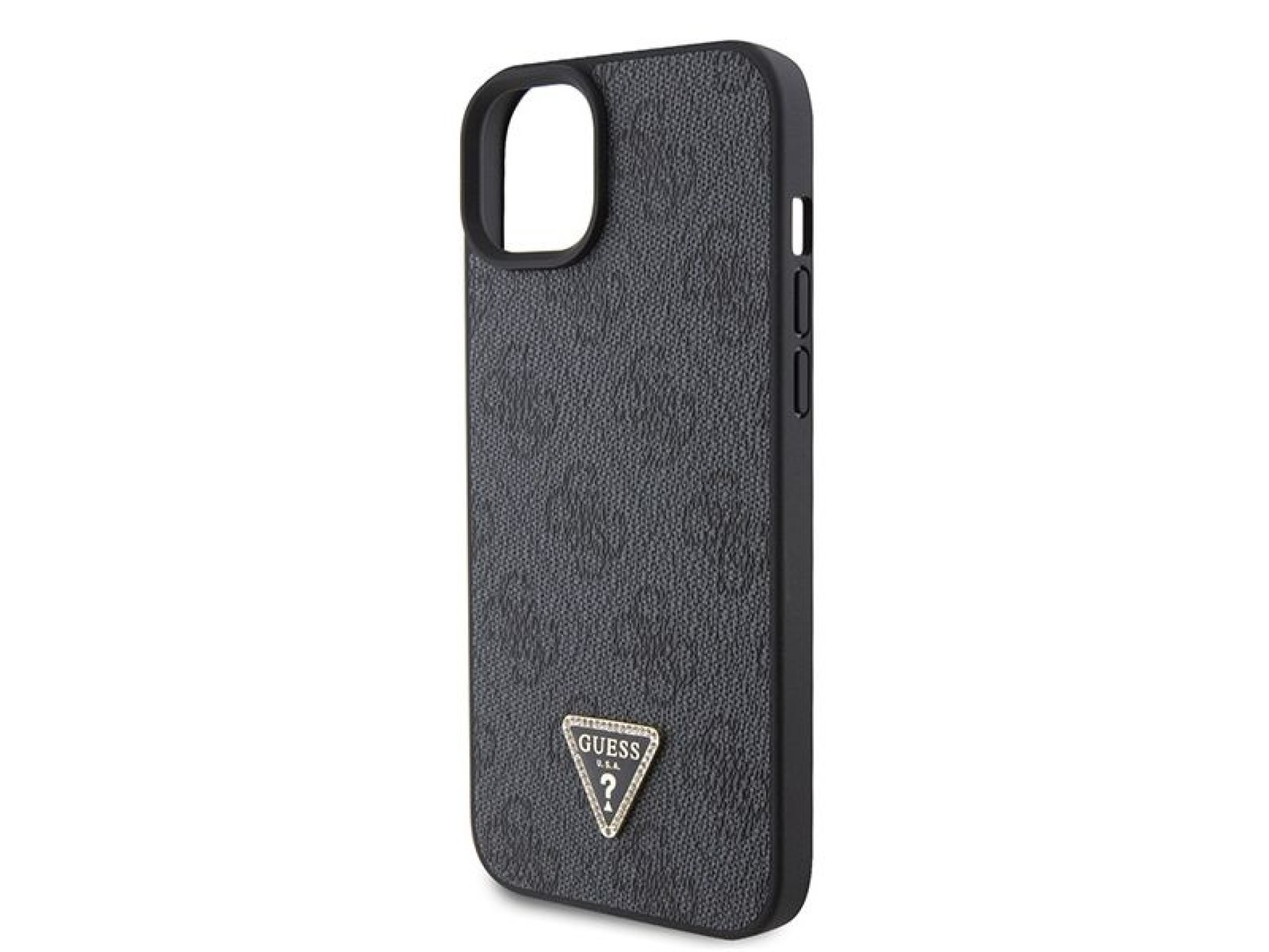 Capa transversal rígida preta/preta Guess GUHCP15SP4TDSCPK para iPhone 15 de 6,1 polegadas com logo