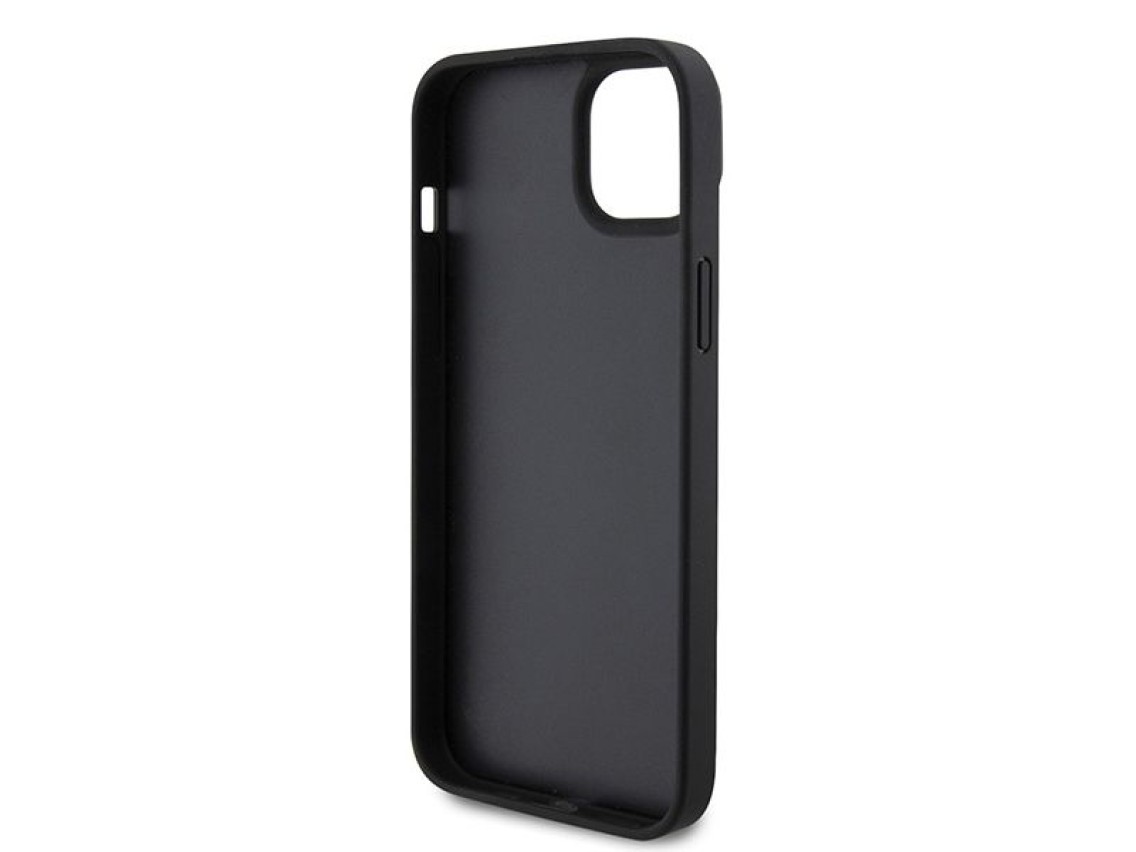 Capa transversal rígida preta/preta Guess GUHCP15SP4TDSCPK para iPhone 15 de 6,1 polegadas com logo