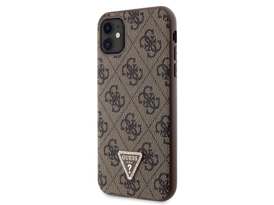 Capa Guess GUHCN61P4TDSCPW para iPhone 11/Xr - Marrom, Transversal, 4G, com Logo Metálico