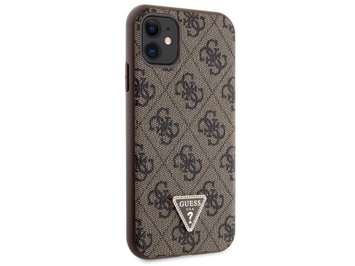 Capa Guess GUHCN61P4TDSCPW para iPhone 11/Xr - Marrom, Transversal, 4G, com Logo Metálico