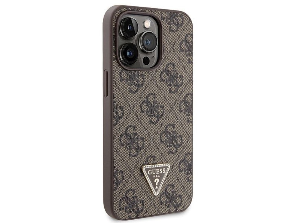 Capa Guess GUHCP13LP4TDSCPW para iPhone 13 Pro / 13 - Marrom, Transversal, 4G, com Logo Metálico