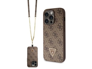 Guess GUHCP14LP4TDSCPW case for iPhone 14 Pro - brown Crossbody 4G Metal Logo Guess GUHCP14LP4TDSCPW case for iPhone 14 Pro - brown Crossbody 4G Metal Logo