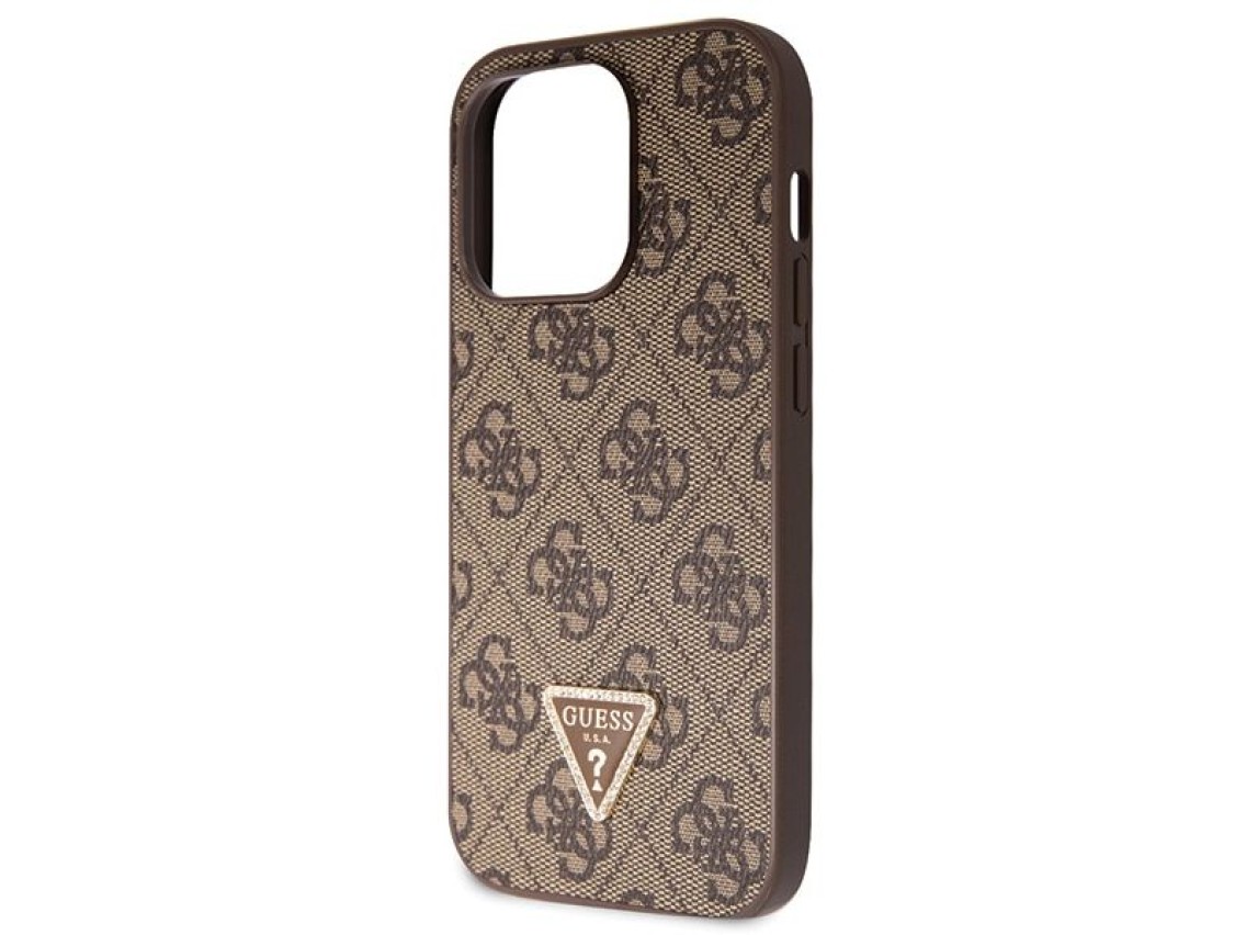 Guess GUHCP14LP4TDSCPW case for iPhone 14 Pro - brown Crossbody 4G Metal Logo