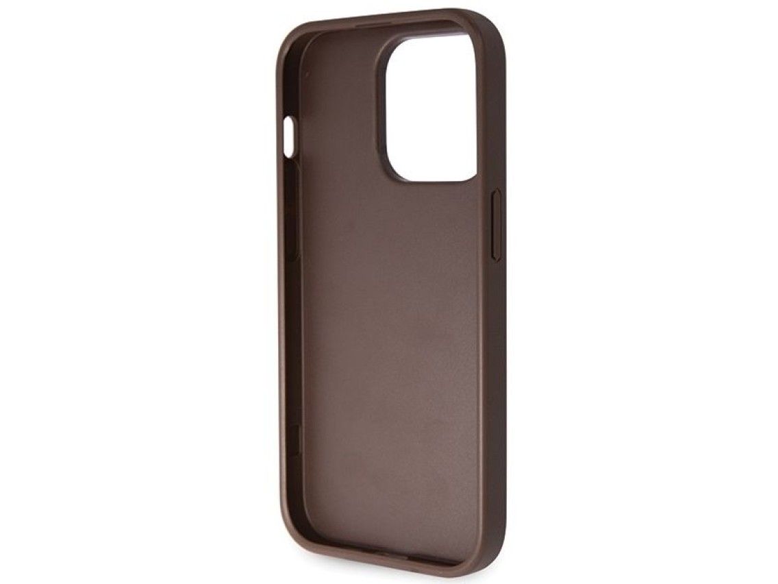 Guess GUHCP14LP4TDSCPW case for iPhone 14 Pro - brown Crossbody 4G Metal Logo