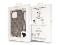 Guess GUHCP14LP4TDSCPW case for iPhone 14 Pro - brown Crossbody 4G Metal Logo Guess GUHCP14LP4TDSCPW case for iPhone 14 Pro - brown Crossbody 4G Metal Logo