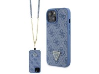 Funda rígida azul para iPhone 15 de 6,1" de Guess GUHCP15SP4TDSCPB, bandolera, 4G, logotipo metálico Funda rígida azul para iPhone 15 de 6,1" de Guess GUHCP15SP4TDSCPB, bandolera, 4G, logotipo metálico