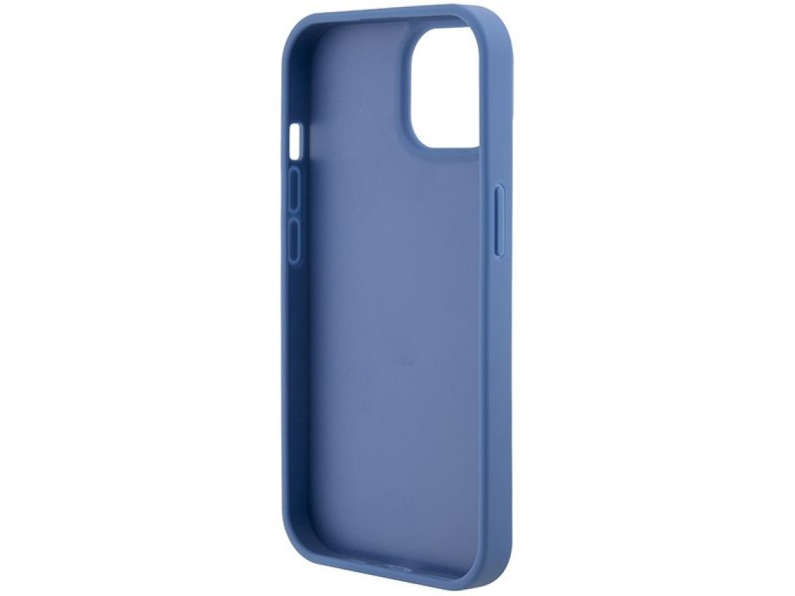 Funda rígida azul para iPhone 15 de 6,1" de Guess GUHCP15SP4TDSCPB, bandolera, 4G, logotipo metálico