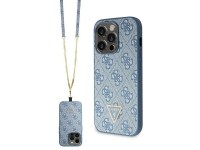 Guess GUHCP15LP4TDSCPB iPhone 15 Pro 6.1" capa rígida transversal azul/azul 4G com logotipo metálico Guess GUHCP15LP4TDSCPB iPhone 15 Pro 6.1" capa rígida transversal azul/azul 4G com logotipo metálico