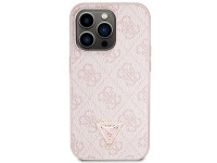 Funda r�gida rosa para iPhone 15 Pro de 6.1" de Guess GUHCP15LP4TDSCPP, bandolera, 4G, con logo met�