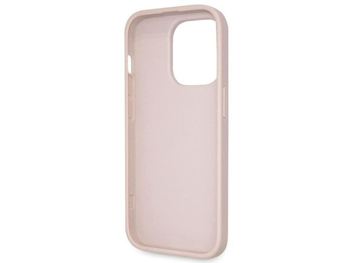 Funda r�gida rosa para iPhone 15 Pro de 6.1" de Guess GUHCP15LP4TDSCPP, bandolera, 4G, con logo met�