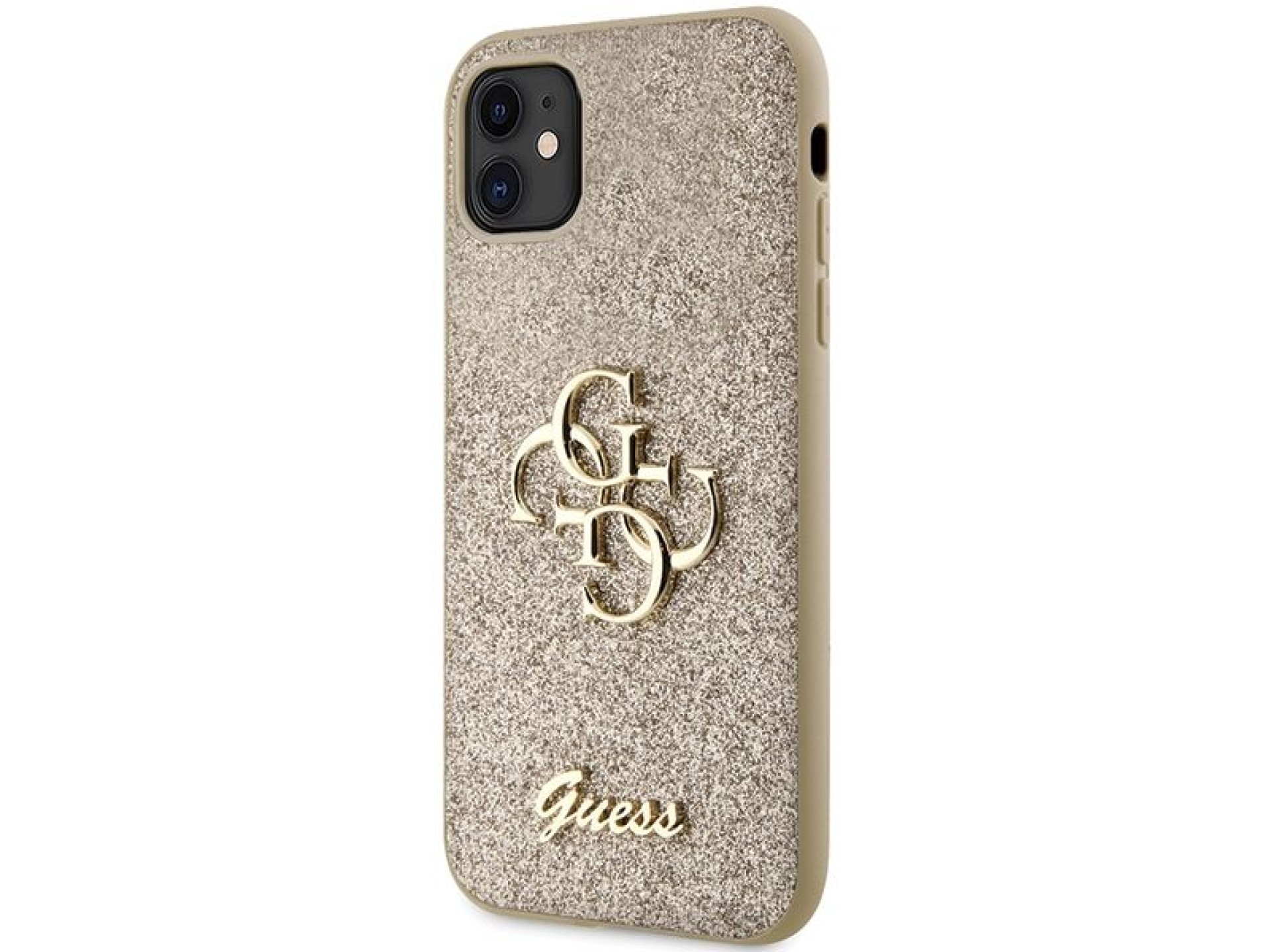 Capa Guess GUHCN61HG4SGD para iPhone 11 / Xr - Glitter dourado com escrita grande 4G