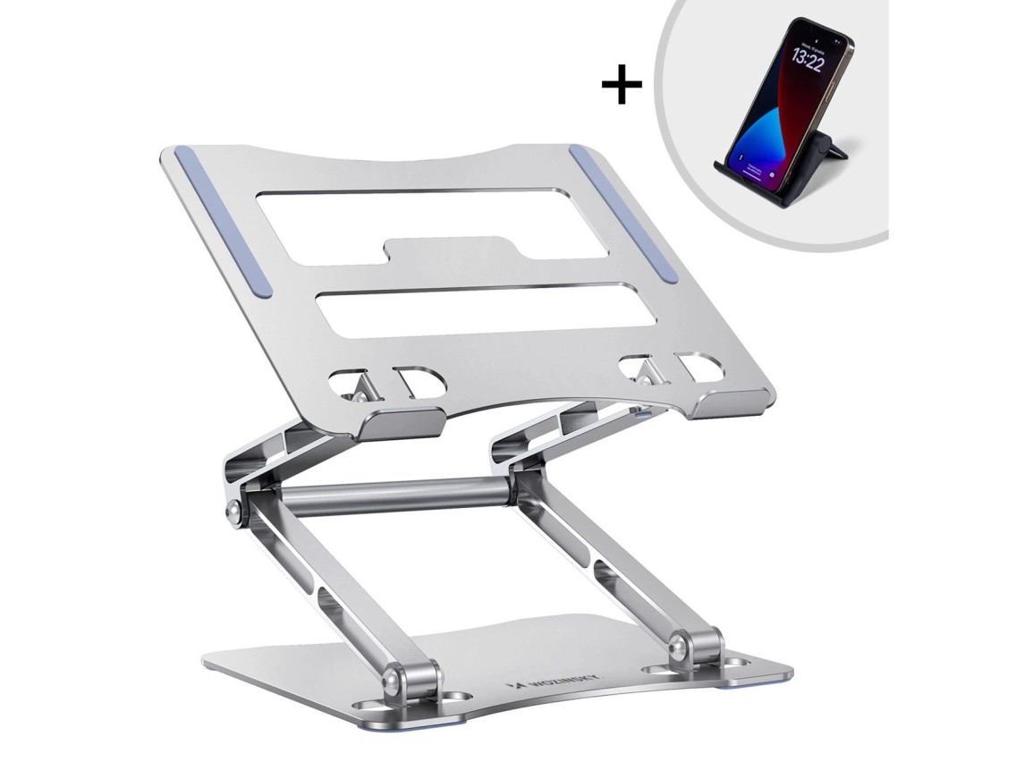 Wozinsky WRS-CPY75DSS Aluminum Laptop and Tablet Stand + Free Smartphone Stand - Silver
