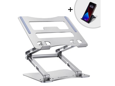 Soporte de aluminio para portátil y tableta Wozinsky WRS-CPY75DSS + Soporte para smartphone de regal Soporte de aluminio para portátil y tableta Wozinsky WRS-CPY75DSS + Soporte para smartphone de regal