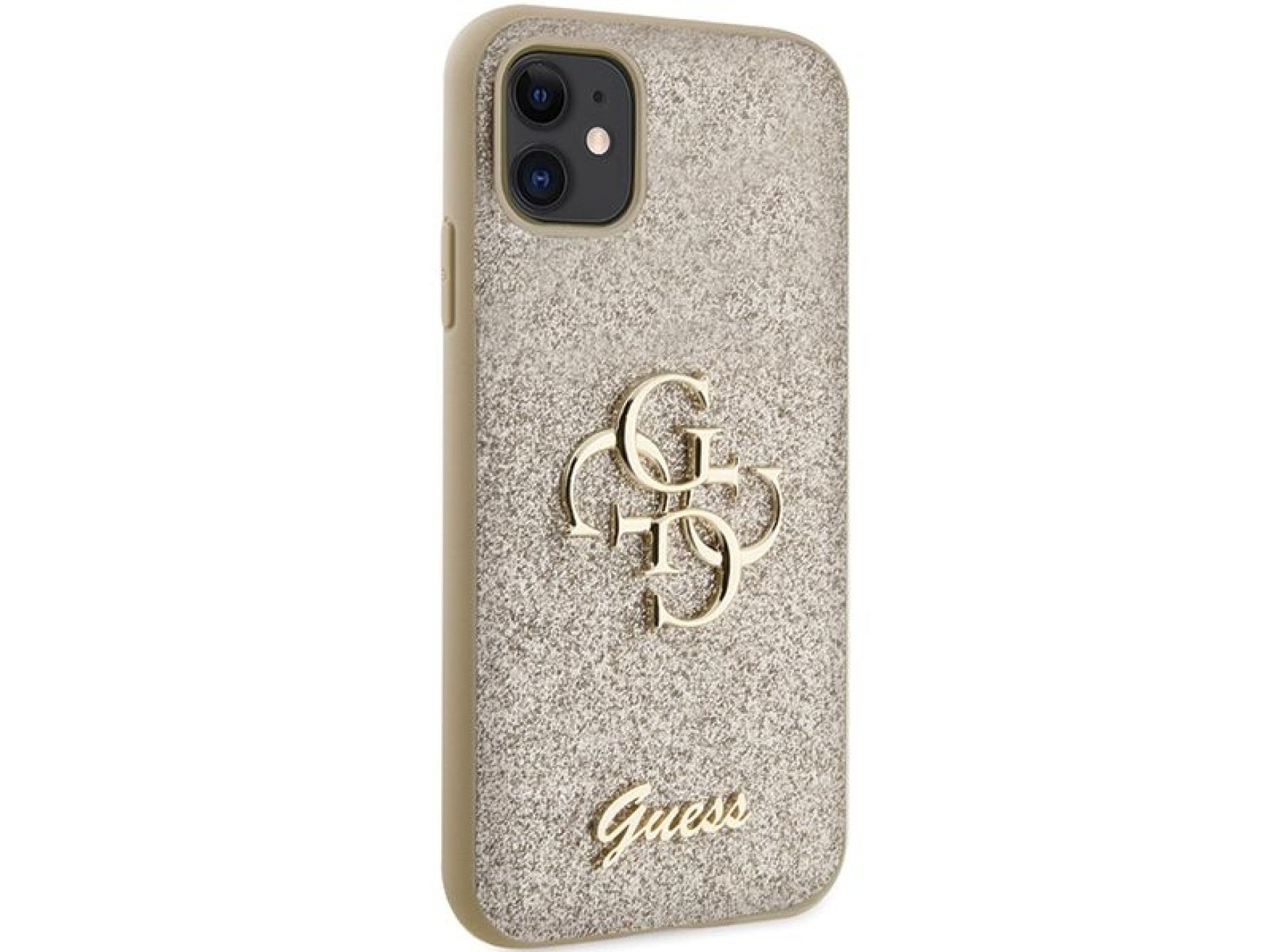 Capa Guess GUHCN61HG4SGD para iPhone 11 / Xr - Glitter dourado com escrita grande 4G