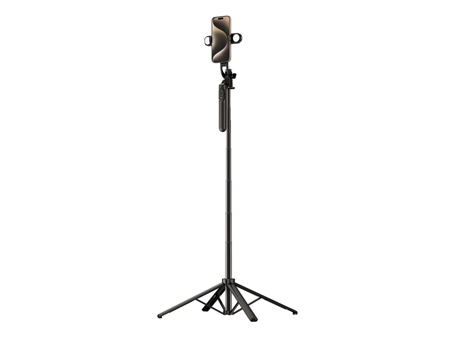 Bastão de selfie WH181D-Y1S, tripé telescópico de liga de alumínio de 1,75 m com suporte duplo para