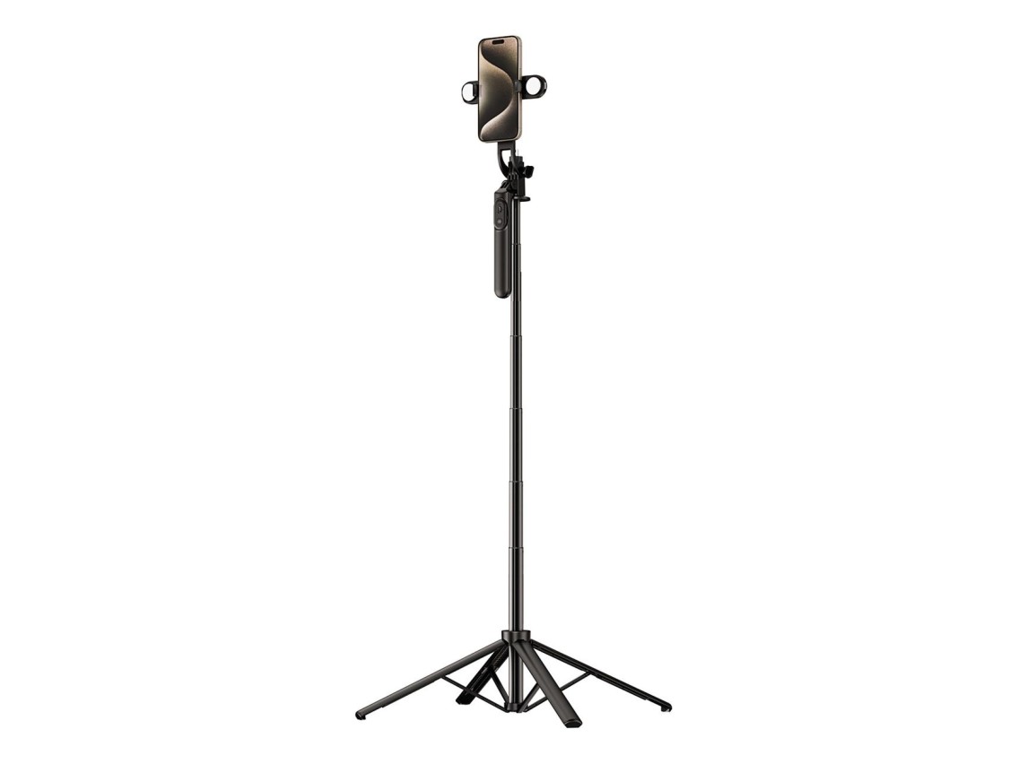 Palo selfie WH181D-Y1S, trípode telescópico de aleación de aluminio de 1,75 m con soporte doble para