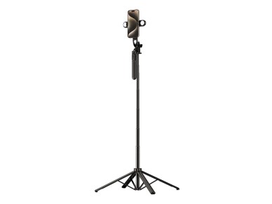 Selfie stick WH181D-Y1S 1.75m aluminum alloy telescopic tripod with dual lamp and phone holder - bla