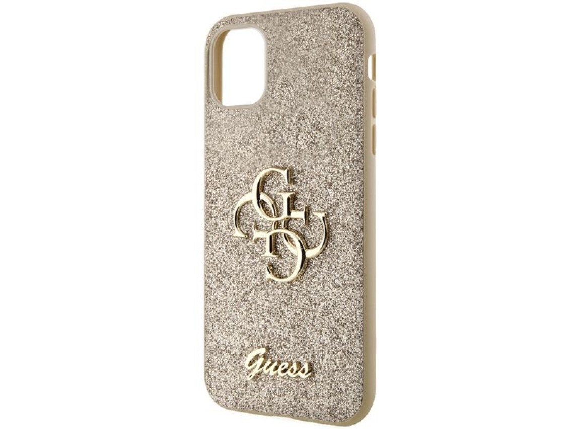 Capa Guess GUHCN61HG4SGD para iPhone 11 / Xr - Glitter dourado com escrita grande 4G