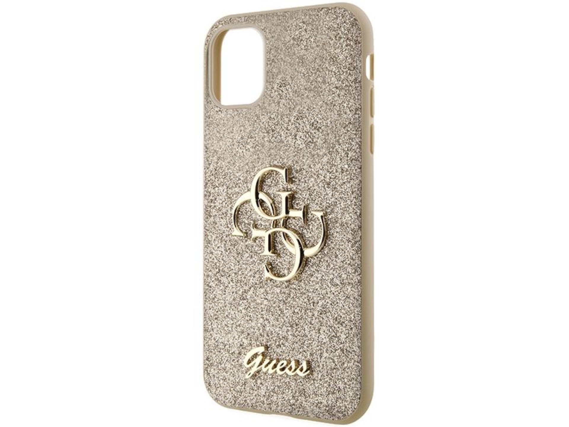 Capa Guess GUHCN61HG4SGD para iPhone 11 / Xr - Glitter dourado com escrita grande 4G