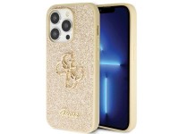 Guess GUHCP14LHG4SGD case for iPhone 14 Pro - gold Glitter Script Big 4G