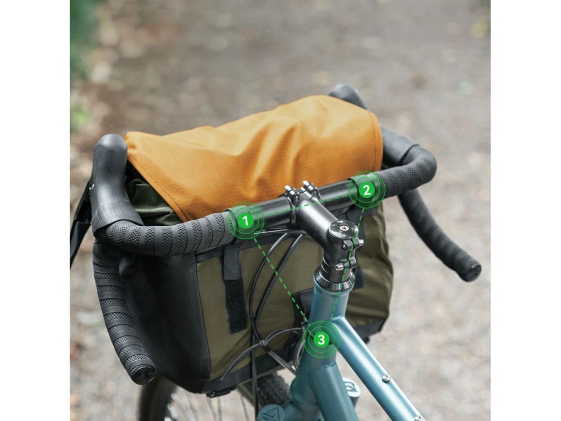 Bolsa de guidão para bicicleta Rockbros W019, 13,5-24 litros - Verde-laranja