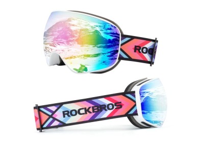 Rockbros SP284 Kids Ski Goggles Anti-Fog with UV Filter Gray Lens with Pink Mirror - White Rockbros SP284 Kids Ski Goggles Anti-Fog with UV Filter Gray Lens with Pink Mirror - White