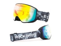 �culos de esqui infantil Rockbros SP284 com lentes cinza e espelhamento vermelho, antiemba�antes e f
