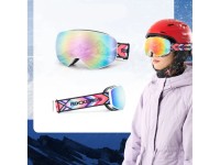 Rockbros SP284 Kids Ski Goggles Anti-Fog with UV Filter Gray Lens with Pink Mirror - White Rockbros SP284 Kids Ski Goggles Anti-Fog with UV Filter Gray Lens with Pink Mirror - White