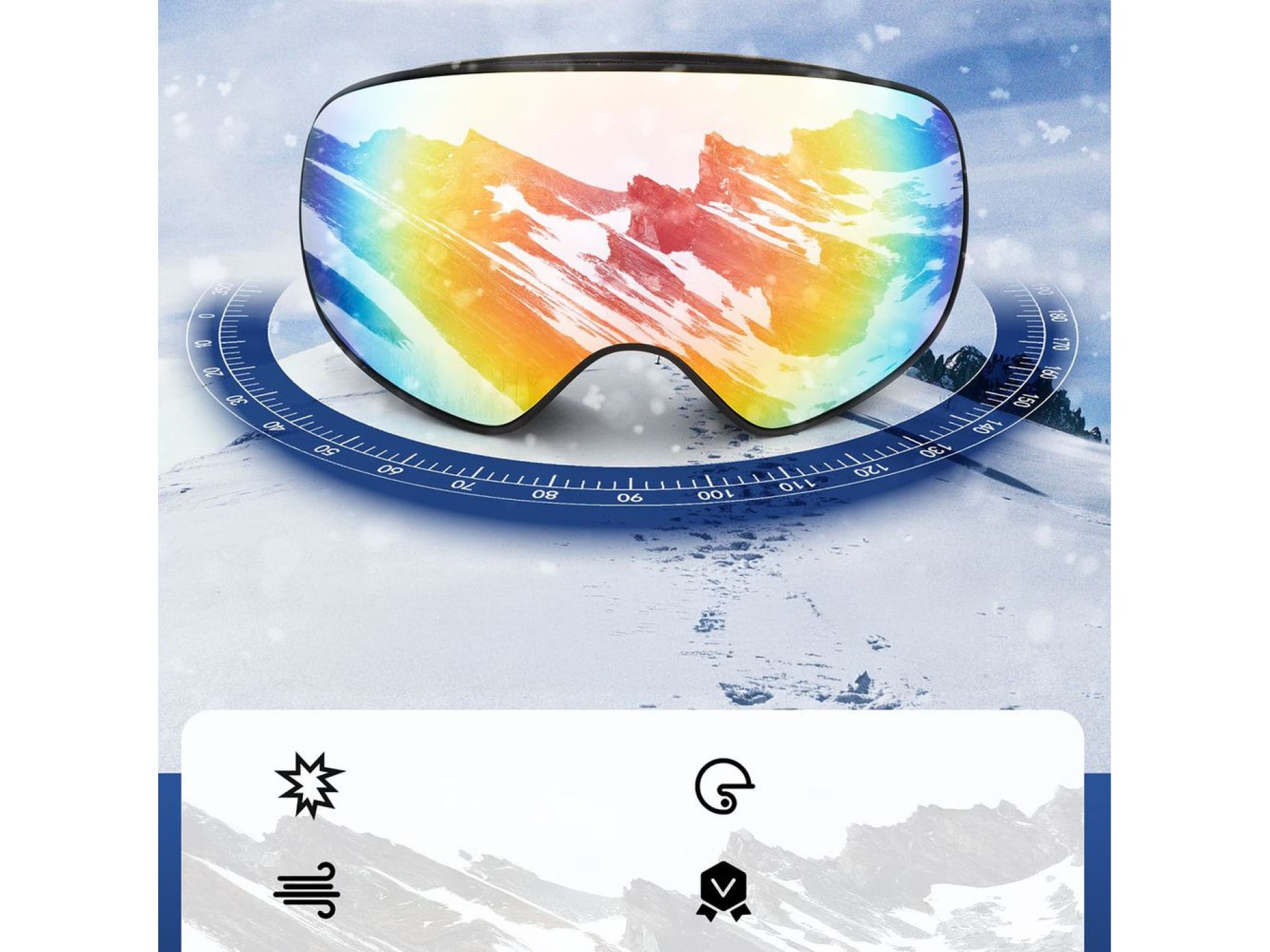 Óculos de esqui infantis Rockbros SP284 com lentes cinza e espelhamento rosa, antiembaçantes e filtr