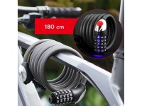 Cadeado para bicicleta Rockbros RKS531 com código de 5 dígitos, cabo de aço de 180 cm com iluminação Cadeado para bicicleta Rockbros RKS531 com código de 5 dígitos, cabo de aço de 180 cm com iluminação