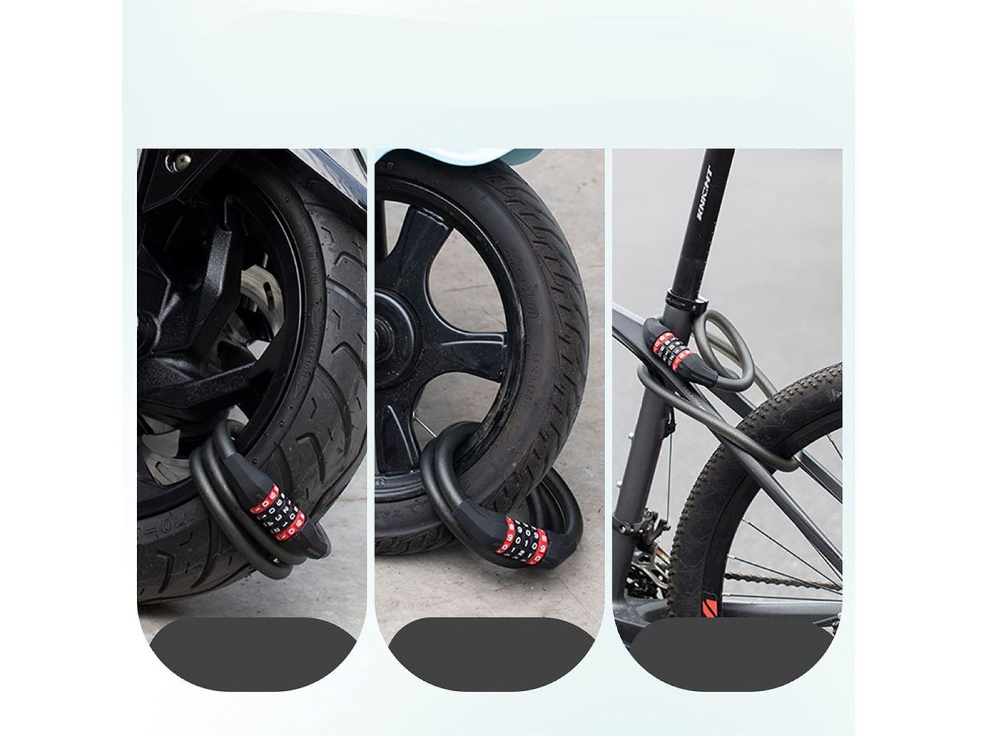 Rockbros RKS507 bicycle lock with 5-digit code, steel cable, 180 cm - black