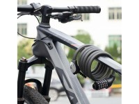 Cadeado para bicicleta Rockbros RKS531 com código de 5 dígitos, cabo de aço de 180 cm com iluminação Cadeado para bicicleta Rockbros RKS531 com código de 5 dígitos, cabo de aço de 180 cm com iluminação