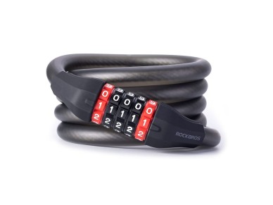 Rockbros RKS507 bicycle lock with 5-digit code, steel cable, 180 cm - black Rockbros RKS507 bicycle lock with 5-digit code, steel cable, 180 cm - black