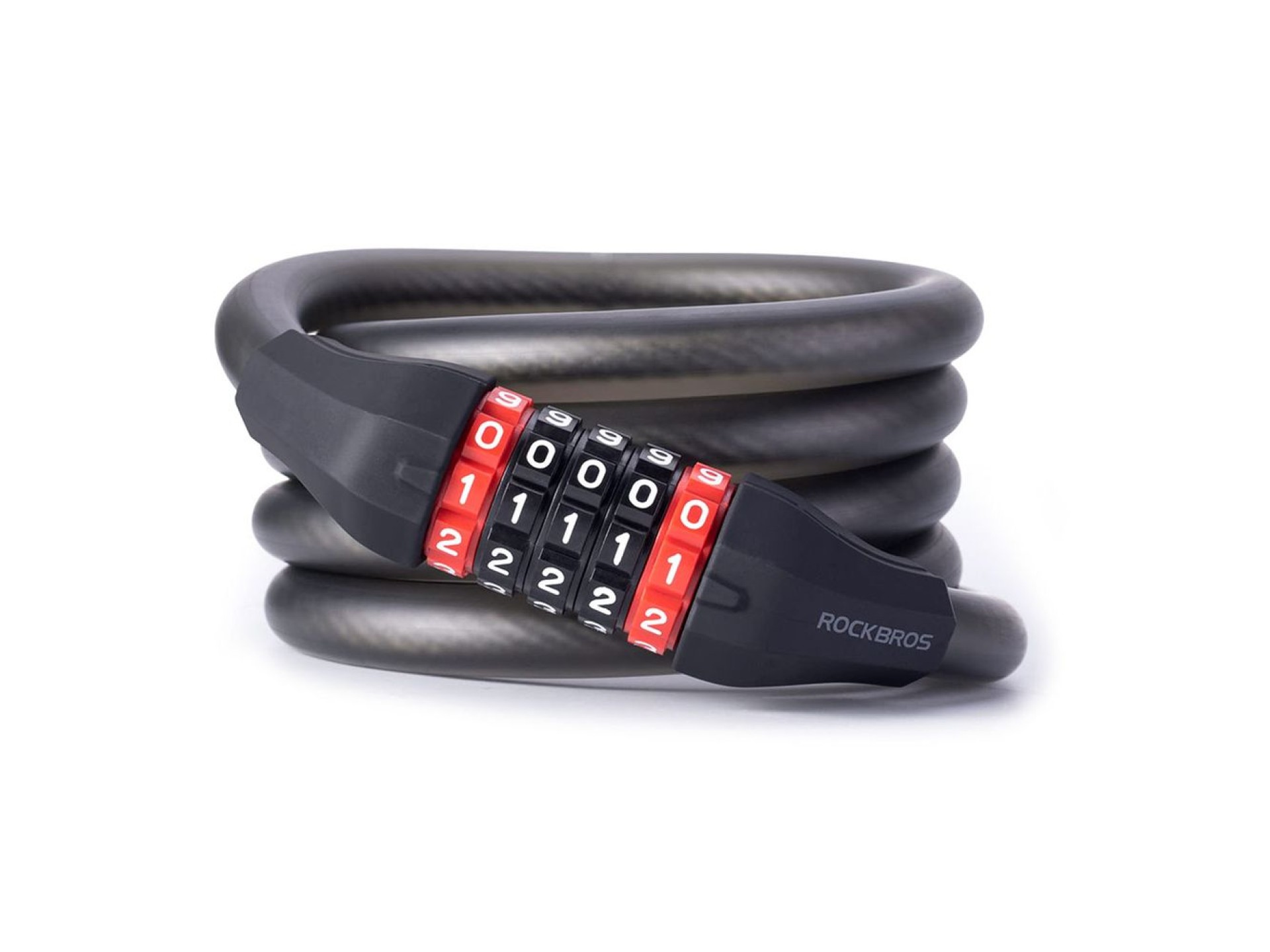 Rockbros RKS507 bicycle lock with 5-digit code, steel cable, 180 cm - black