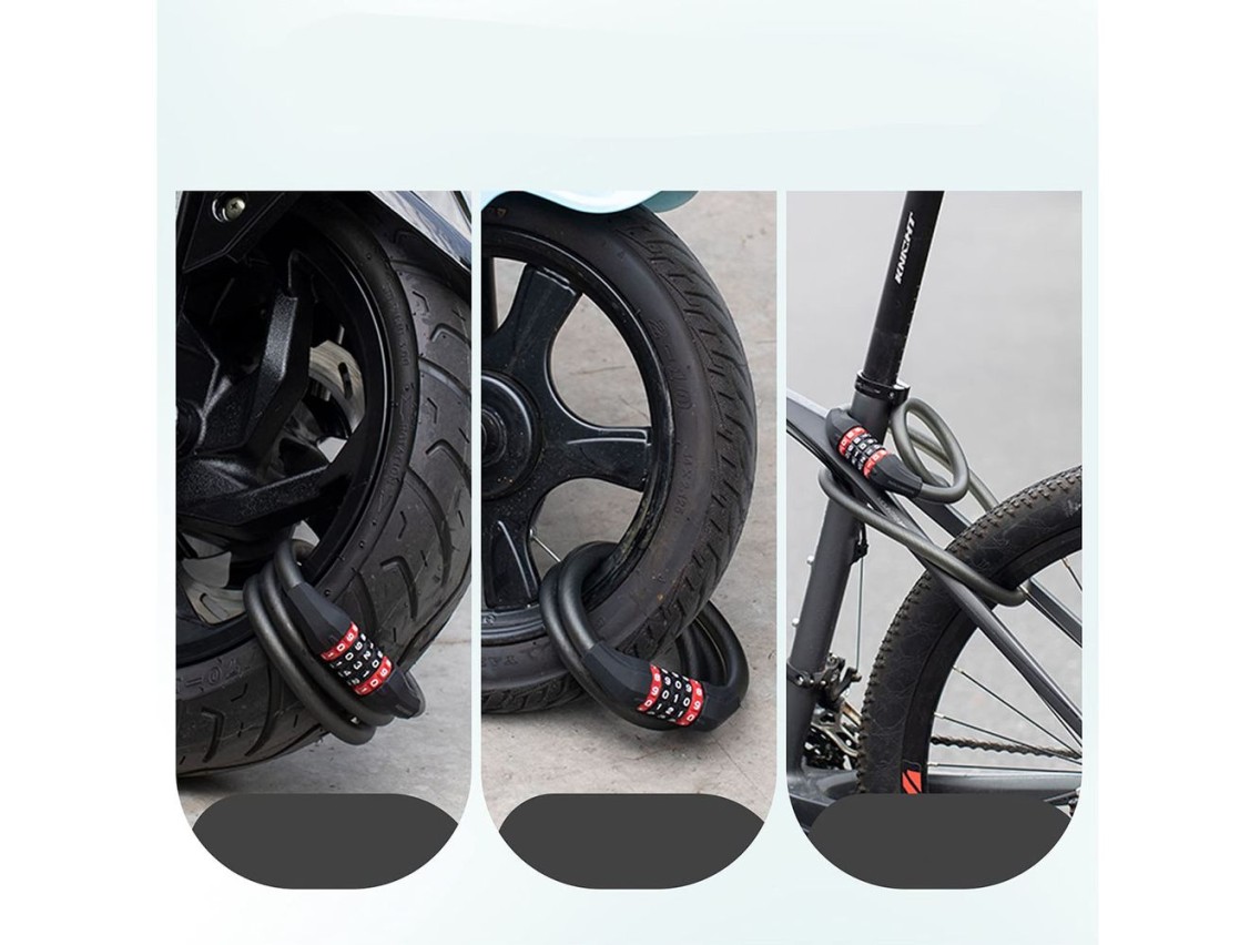 Rockbros RKS507 bicycle lock with 5-digit code, steel cable, 180 cm - black