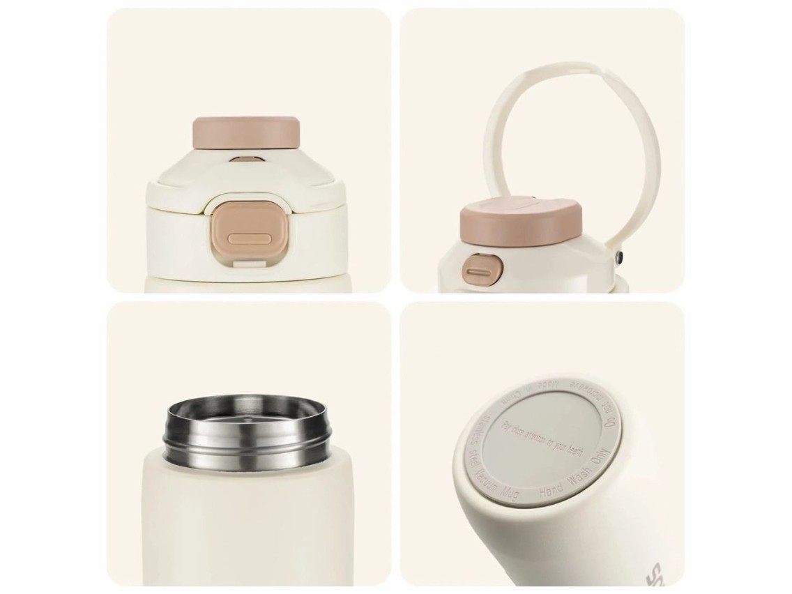 Rockbros S550H-1 700 ml Thermal Bottle with Magnetic Holder and Mounting Strap - Beige