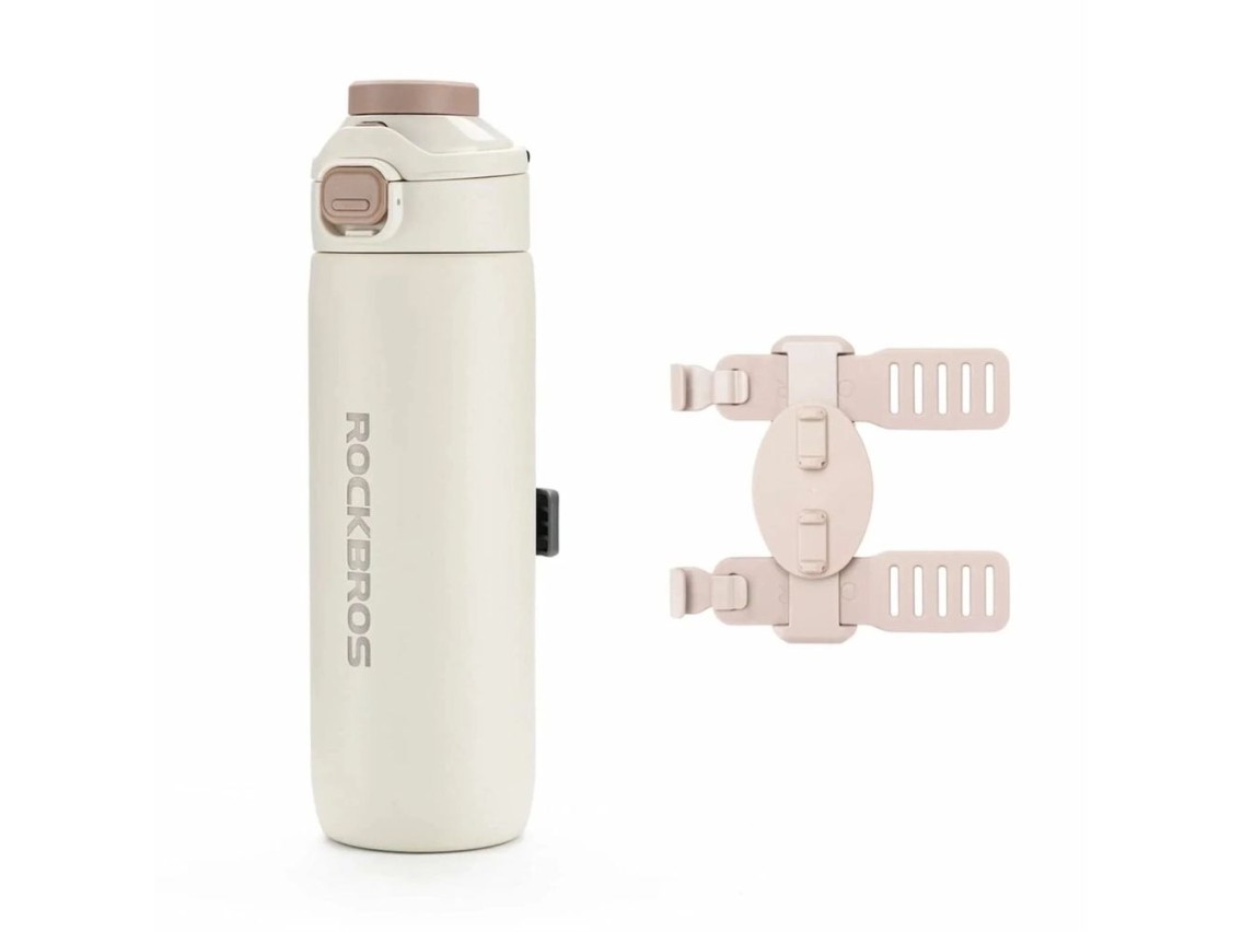 Rockbros S550H-1 700 ml Thermal Bottle with Magnetic Holder and Mounting Strap - Beige