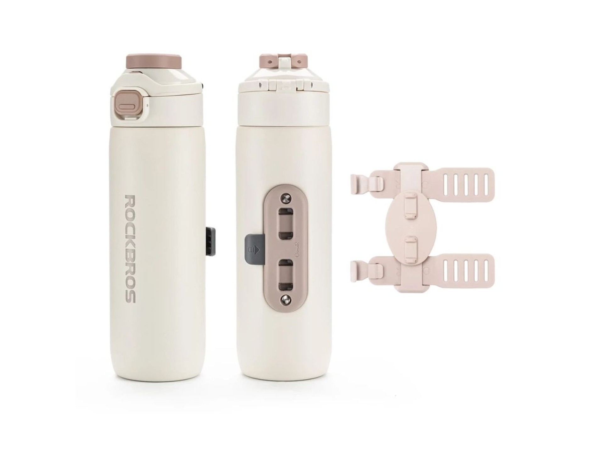 Garrafa térmica Rockbros S550H-1 de 700 ml com suporte magnético e alça de fixação - Bege