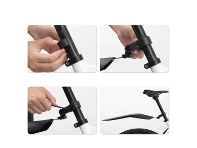 Para-lamas dianteiro e traseiro Rockbros FK-880 para bicicletas aro 24" - preto