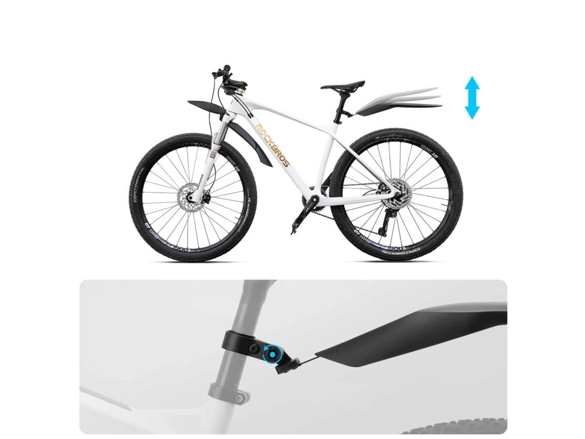Guardabarros delanteros y traseros Rockbros FK-880 para bicicletas de 24