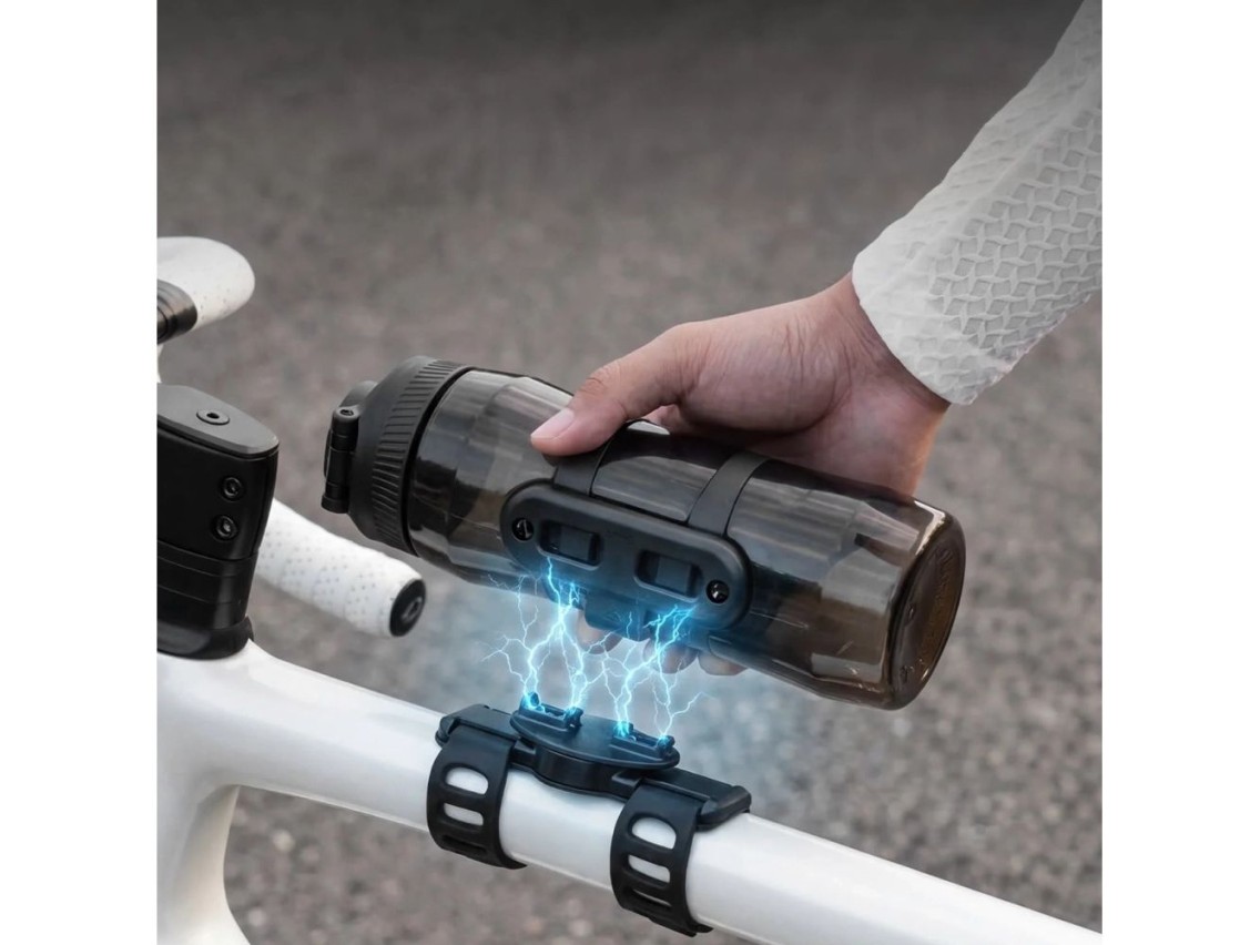 Garrafa térmica Rockbros S550H-1 de 700 ml com suporte magnético e alça de fixação - Preta