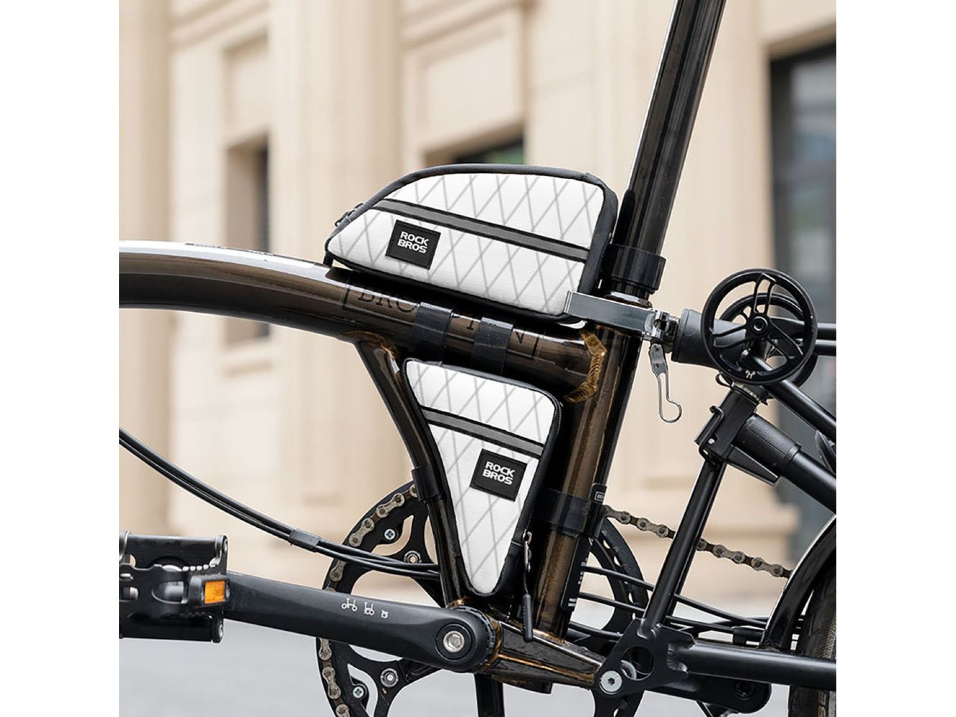 Bolsa de quadro superior para bicicleta Rockbros 30120121005 080, 0,8 L - Branca