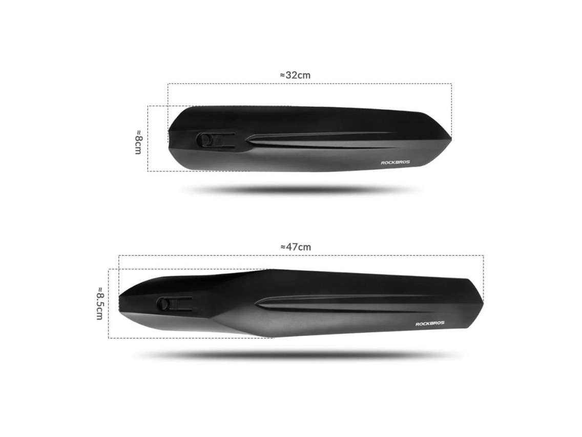 Guardabarros delanteros y traseros Rockbros FK-880 para bicicletas de 24" - negros