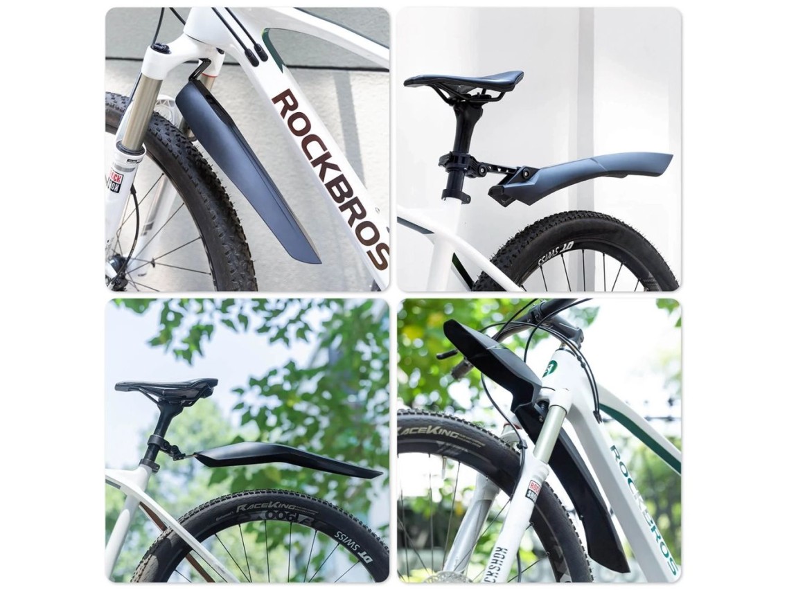 Guardabarros delanteros y traseros Rockbros FK-880 para bicicletas de 24" - negros