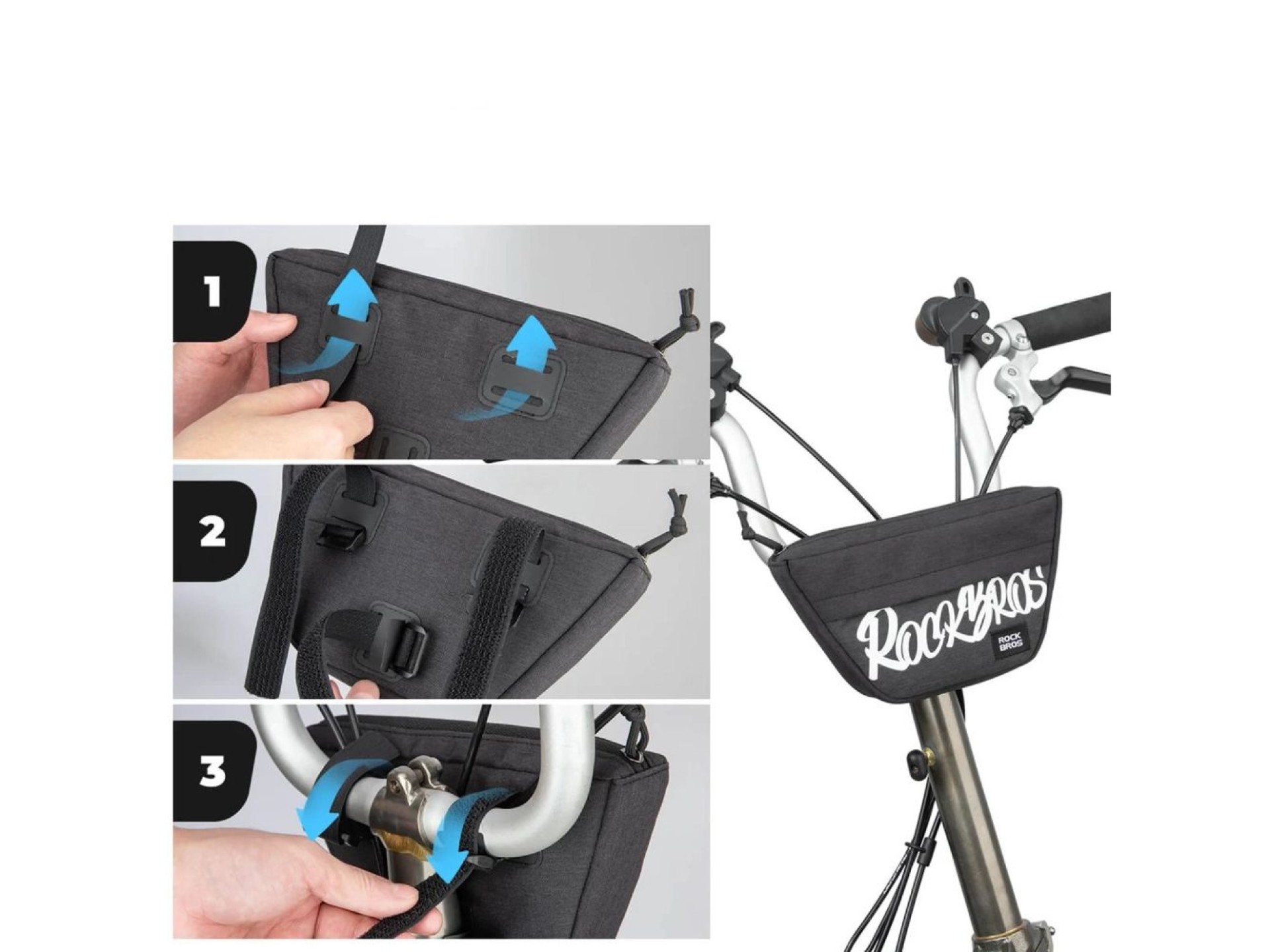 Bolsa trapezoidal para guidão de bicicleta Rockbros G011 Flash Journey, 0,7 l - preta